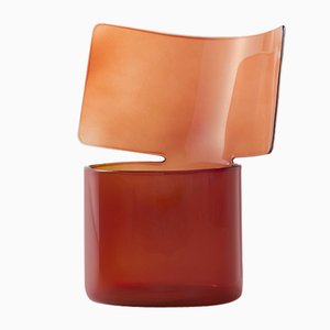 Vaso basso in vetro soffiato color ambra di Böjte-Bottari per Paola C.