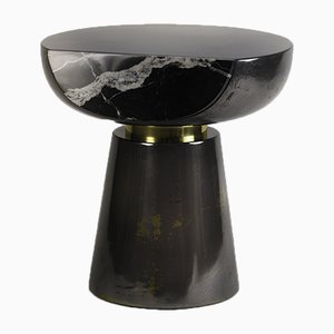 Ya Yo Liquid Metal & Marble Faced Side Table by Privatiselectionem
