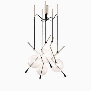 Nuvola 5 Special Chandelier in Silver Tarnished Brass by Silvio Mondino