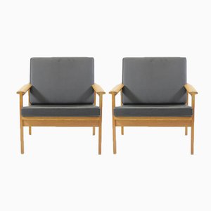 Fully Restored Danish Capella Lounge Chairs in Oak by Illum Wikkelsø for N. Eilersen, 1960s, Set of 2