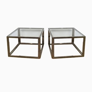 Tavolini in metallo cromato, anni '70, set di 2