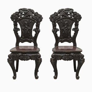 Antique Carved Philippine Chairs, Set of 2