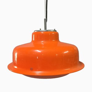 Lampe à Suspension Orange et Blanche de Guzzini, 1970s