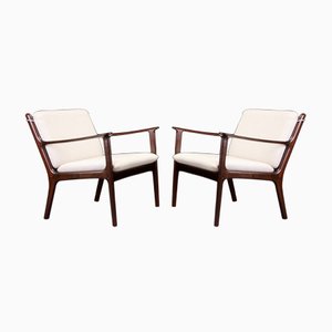 Sillones PJ112 completamente restaurados de Ole Wanscher para Poul Jeppesens, años 60. Juego de 2
