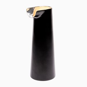 Tube Carafe in Silver-Plated Metal with Black Exterior by Zaven for Paola C.
