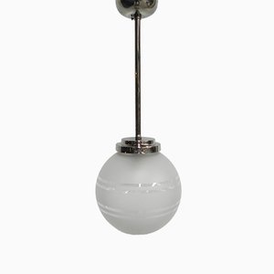 Art Deco Hanging Lamp with Frosted Glass Globe﻿