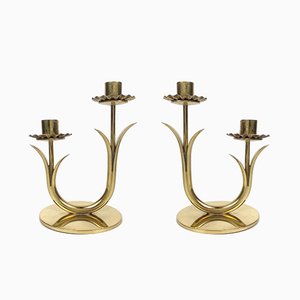Candelabros suecos vintage de Gunnar Ander para Ystad-Metall. Juego de 2