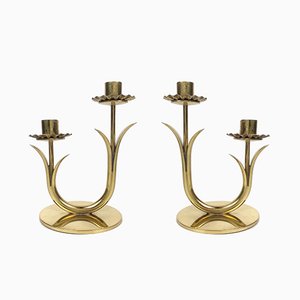 Candelabros suecos vintage de Gunnar Ander para Ystad-Metall. Juego de 2