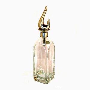 Vintage Kristallglas Flasche aus 925 Silber von Del Conte