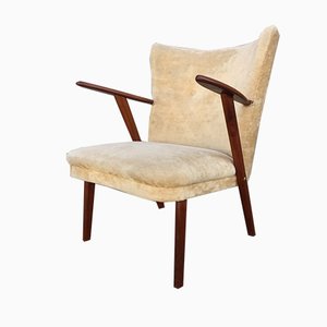 Fauteuil en Velours & Teck de Slagelse Møbelværk, 1950s