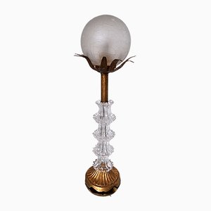 Florale Vintage Kristallglas Lampe im Art Deco Stil