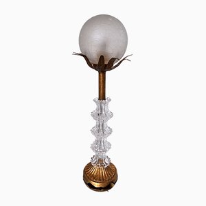Lampada vintage in stile Art Déco con fiori in cristallo