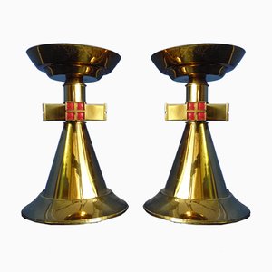 Brass Church Candleholders by Andreas & Barbara Kühner, 1956, Set of 2