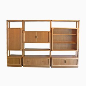 Large Oak Wall Unit with Sliding Doors from Dyrlund, 1980s