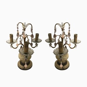 Lámparas de mesa vintage con colgantes de cristal de Murano. Juego de 2