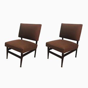 Set of Mid-Century Italian Mahogany Lounge Chairs by Vittorio Dassi & Edmondo Palutari, 1950s