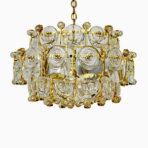 Kronleuchter aus vergoldetem Messing & Kristallglas von Palwa, 1960er