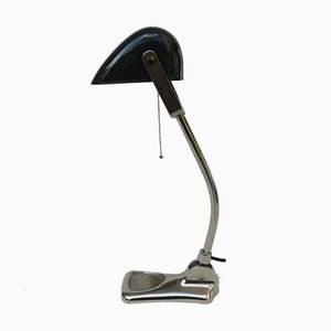 Antique Art Nouveau Chromed Banker's Lamp from Lux