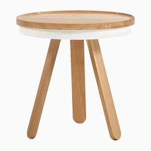 Tavolino con vassoio Batea bianco e in legno di quercia di Daniel García Sánchez per WOODENDOT