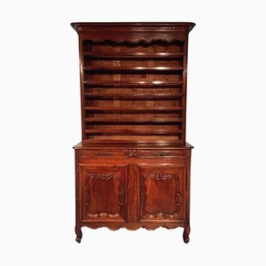 Antique French Louis XV Style Walnut Sideboard with Plate Rack, 1780s