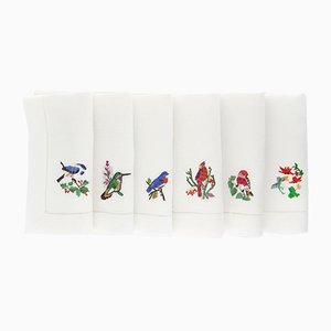 Uccelli Napkins by The NapKing for Bellavia Ricami SPA, Set of 6