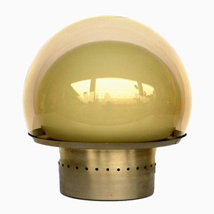 Lampe de Bureau Vintage en Laiton & en Verre