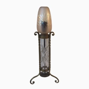 Lampe de Bureau Vintage en Cristal & Laiton, France