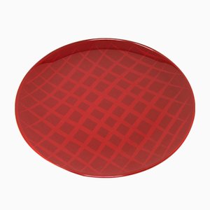 Network Red Plate in Lacquered Urushi Glass by Eliana Lorena for Hands On Design