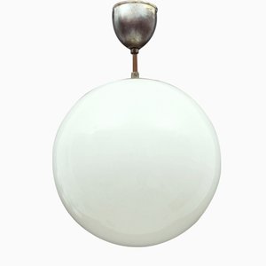 Runde Opalglas & Metall Lampe, 1950er