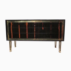 Vintage Art Deco Macassar & Brass Commode, 1940s