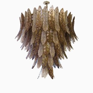 Italian White & Dove Grey Murano Chandelier, 1980s