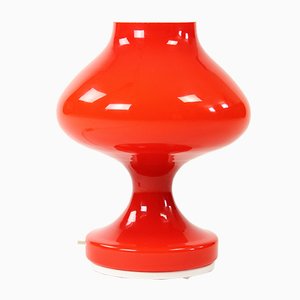 Lampe de Bureau Mid-Century en Verre Opalin Rouge par Stefan Tabery pour OPP Jihlava, 1960s