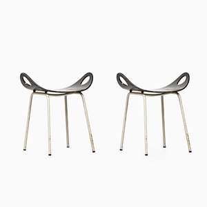 Set of Black Stools by Olof Kettunen for J. Merivaara, 1950s