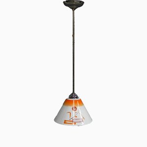 Art Deco Hanging Lamp with Glass Shade