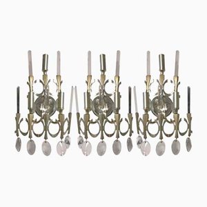 Mid-Century Italian Crystal Wall Sconces by Gaetano Sciolari, Set of 3