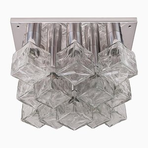 Vernickelte Eisglas Deckenlampe von Kalmar, 1970er