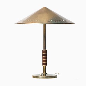 Brass & Mahogany Table Lamp, 1960s