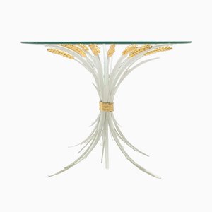 Table Basse Hollywood Regency Blanche & Blé Doré, 1960s