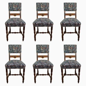 Antique German Oak Dining Chairs, Set of 6