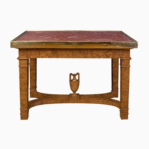 Table Antique Racine d'Orme, Porphyre & Bronze
