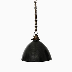 Bauhaus Black and White Enameled Hanging Lamp, 1920s