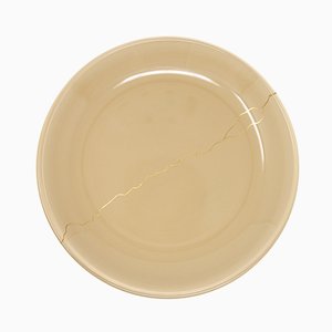 Tsukroi 1 Beige Urushi Lacquered Glass Plate by Kazuyo Komoda for Hands On Design