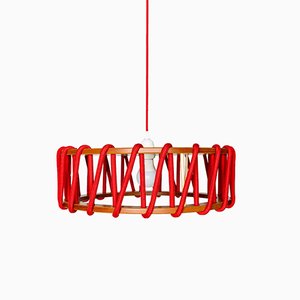 Grande Lampe à Suspension Macaron Rouge par Silvia Ceñal pour Emko