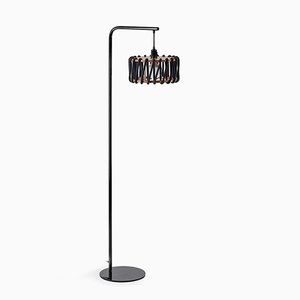 Black Macaron Floor Lamp with Small Black Shade by Silvia Ceñal for Emko