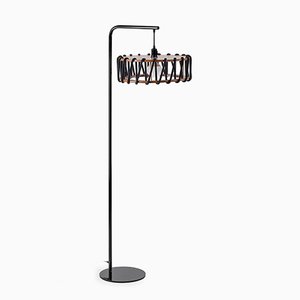 Black Macaron Floor Lamp with Large Black Shade by Silvia Ceñal for Emko