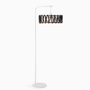 White Macaron Floor Lamp with Large Black Shade by Silvia Ceñal for Emko