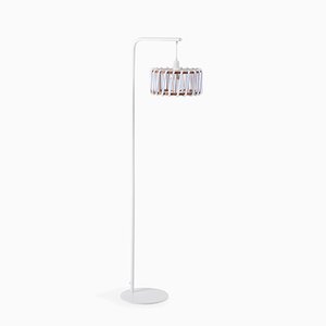 White Macaron Floor Lamp with Small White Shade by Silvia Ceñal for Emko