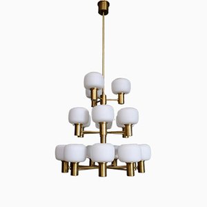 Swedish Brass Chandelier from Fagerhults, 1950s