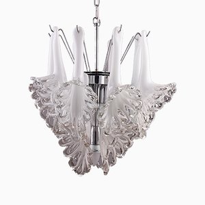 Vintage Murano Chandelier with Organic Leaf Shades, 1970s