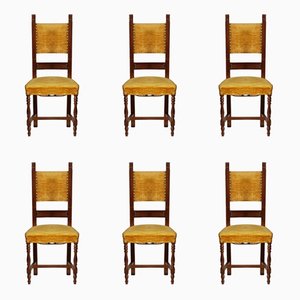 Vintage Italian Walnut Chairs, Set of 6